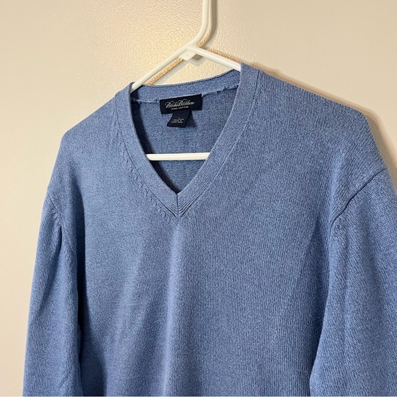 Brooks Brothers Men’s Sweater Blue 100% Pima Cotton Pullover Size Large - Picture 2 of 6